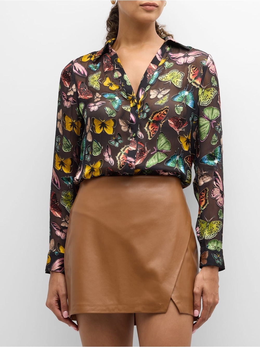 Alice + Olivia Eloise Butterfly Print Button-Up Shirt - Picture 4 of 11